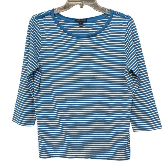 Ralph Lauren Blue Striped Pima Cotton Shirt L - Picture 1 of 7